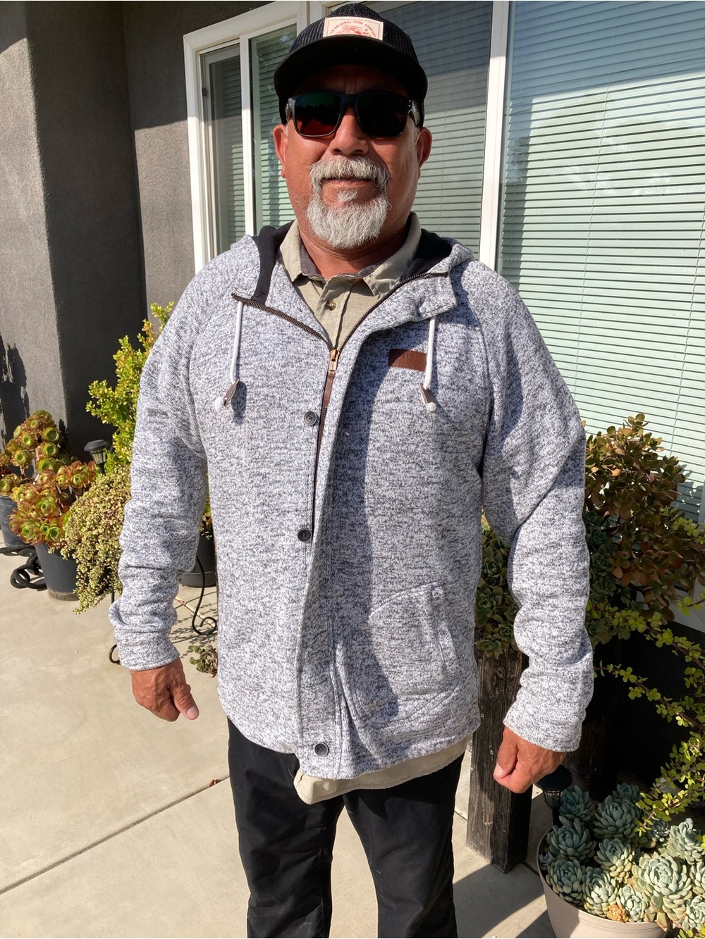Vans Gray Heather Hooded Pullover with Brown Leather Accents